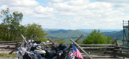 Motorcycles at a roadside overlook